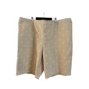 Isaac Mizrahi Live Women’s Tan Shorts Embroidered Rose Size 28 W Cotton NWOT